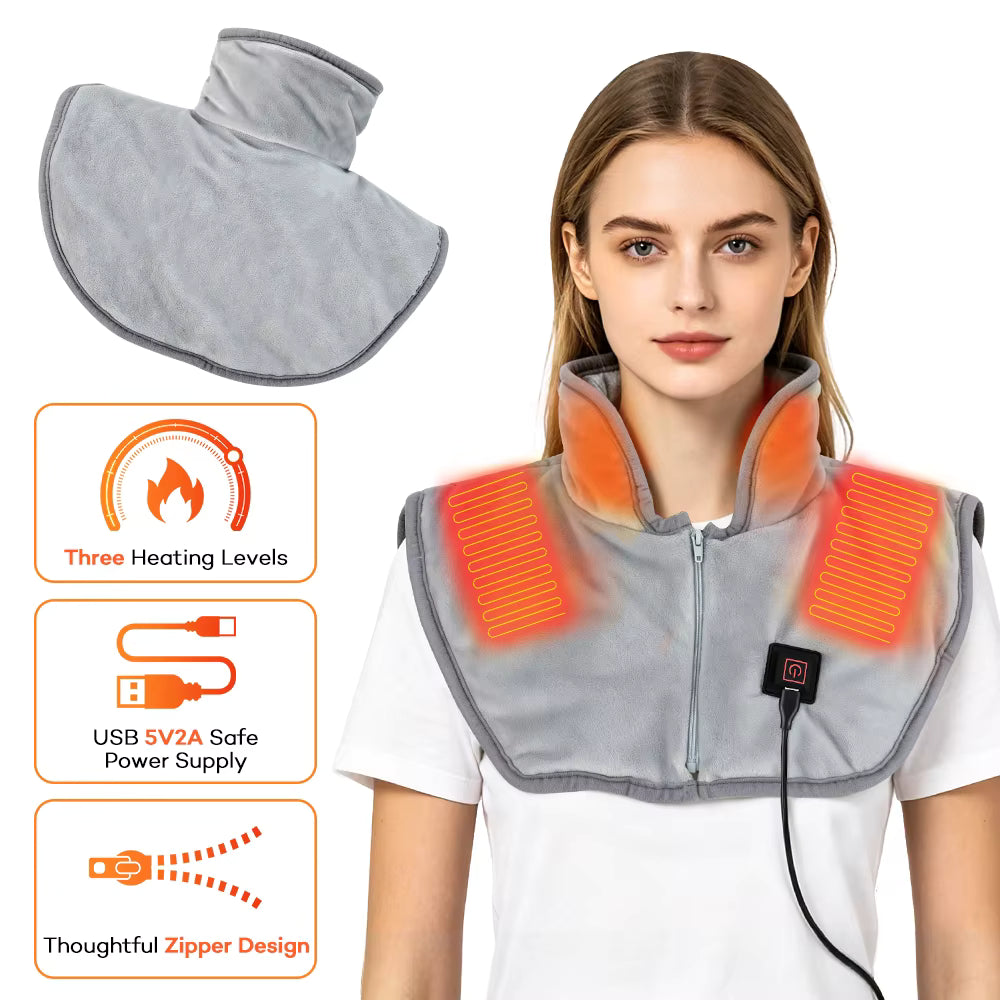 Electric Neck & Shoulder Heating Pad – USB Heated Wrap for Back & Cervical Pain Relief